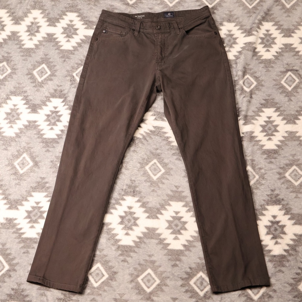 AG Adriano Goldschmied The Graduate Tailored Leg Brown Pants 32x29"